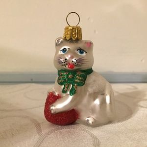 Impuls Mouth-Blown Glass Cat Ornament Poland